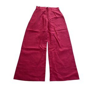 JAAF Linen-Blend Cropped Pants in Hot Pink